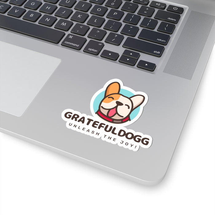GratefulDogg Kiss-Cut Sticker — Cute Happy Dog Logo "Unleash the Joy"